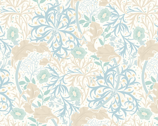 TRAILING SEAWEED GARDEN - Blue and Linen
