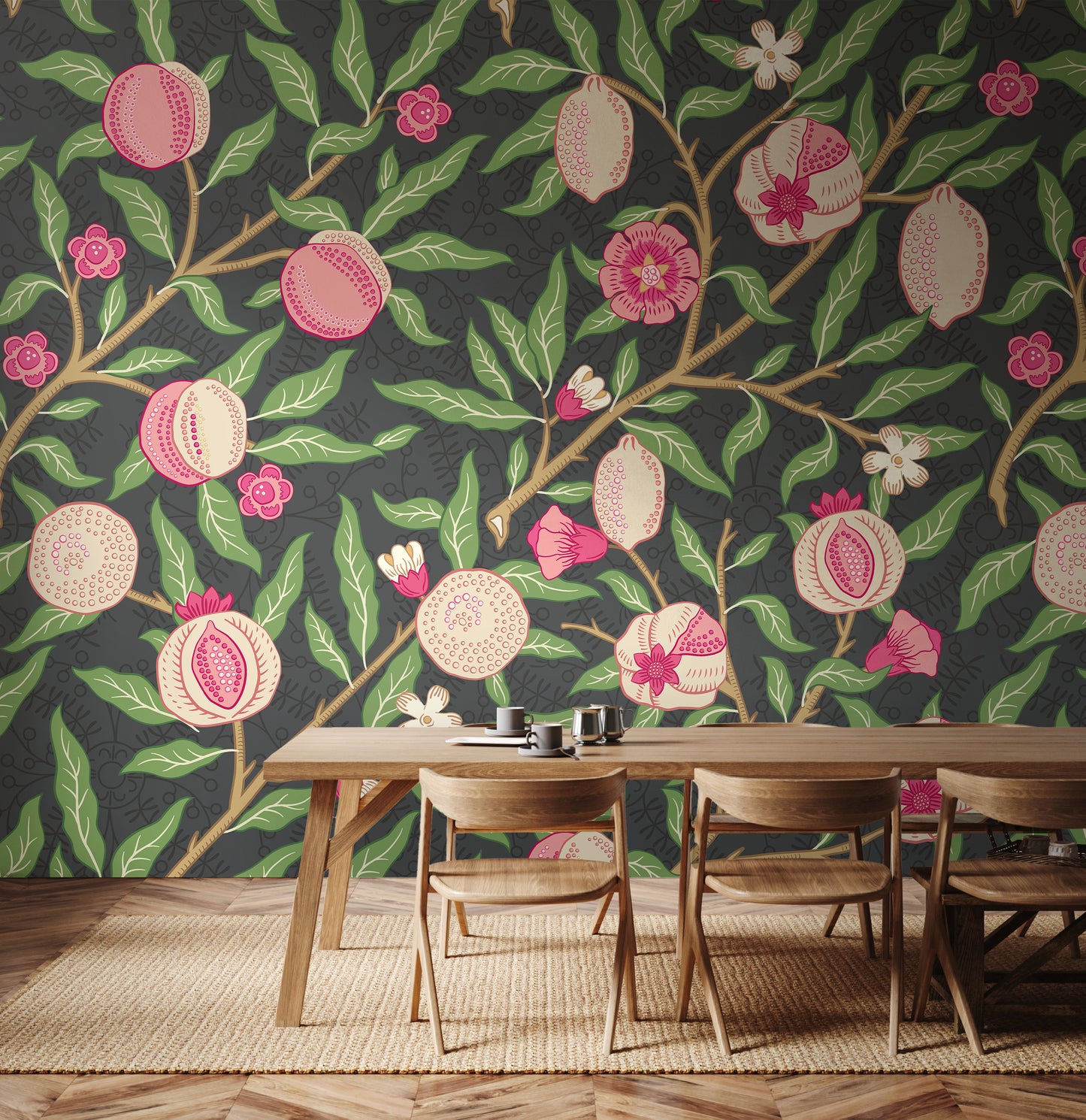 FRUIT AND FOLIAGE - Black and Rose Pink
