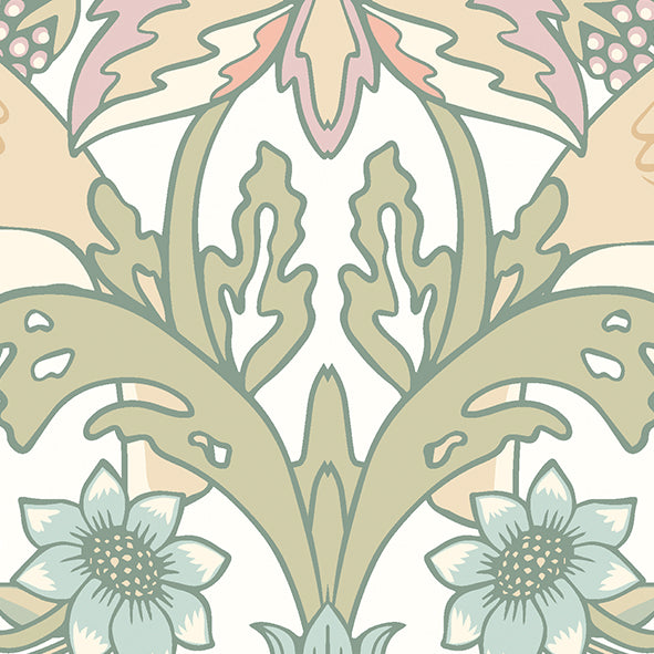 BIRDS, FRUIT AND FOLIAGE - Sage and Apricot