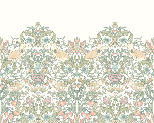 BIRDS, FRUIT AND FOLIAGE - Sage and Apricot