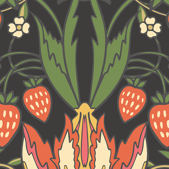 BIRDS, FRUIT AND FOLIAGE - Black and Olive