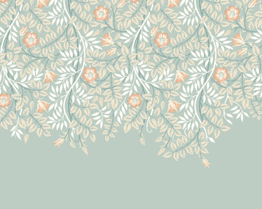 CASCADING ROSEHIP - Seafoam and Apricot