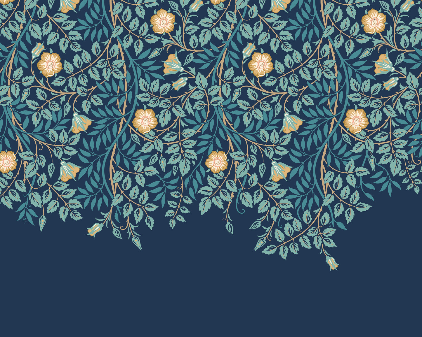 CASCADING ROSEHIP - Indigo and Teal
