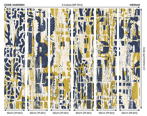 LETTERPRESS GRAFFITI - Navy & Yellow