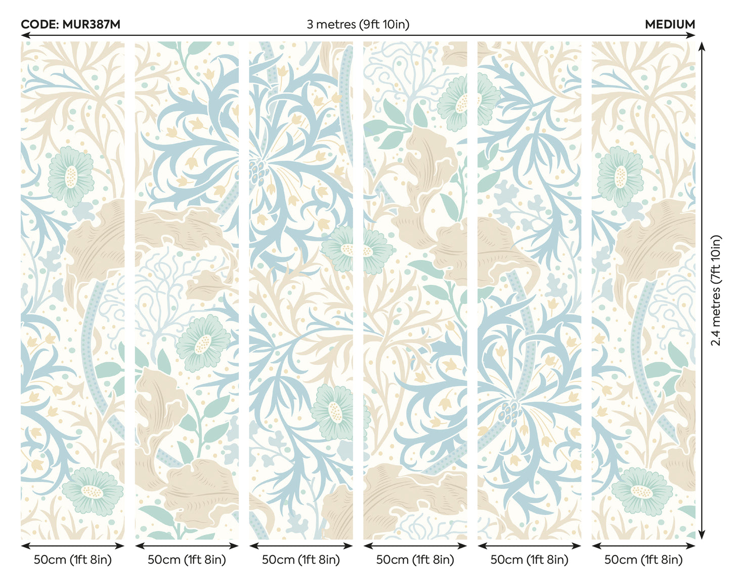 TRAILING SEAWEED GARDEN - Blue and Linen